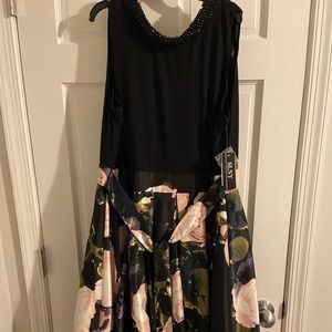 SL Fashions New York Size 16 High Low Cocktail Dress Floral with Beaded Neck